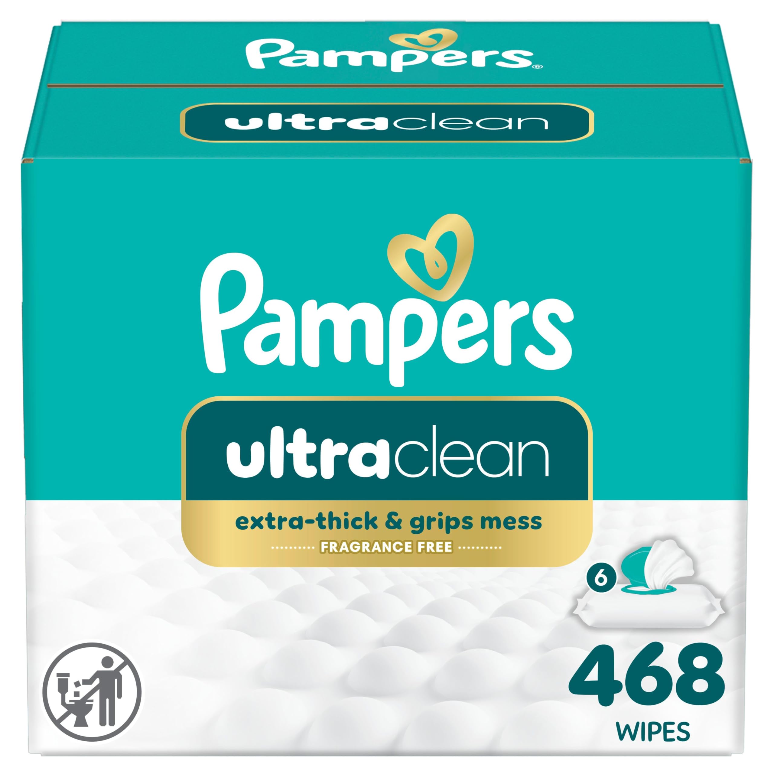 Pampers Free & Gentle 100% Plant-Based Fragrance Free Baby Wipes, 6 pack, 468 Count 🍁 All In One Marketplace Canada