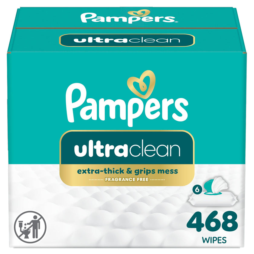 Pampers Free & Gentle 100% Plant-Based Fragrance Free Baby Wipes, 6 pack, 468 Count 🍁 All In One Marketplace Canada