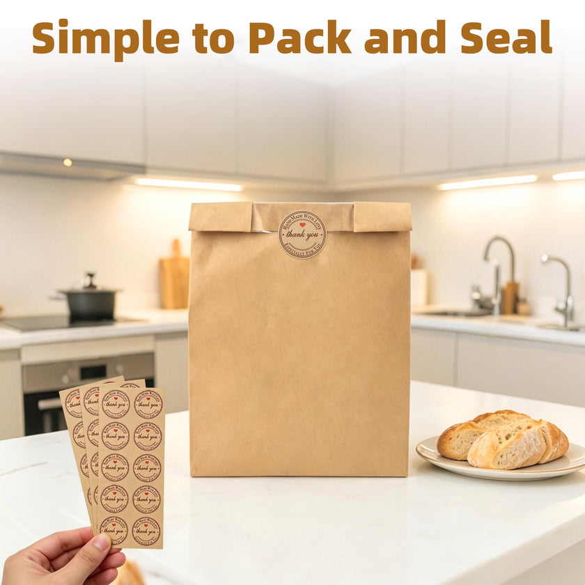 Homrelaxy 60Pcs Paper Bread Bags for Homemade Bread, Sourdough Bag with Window, 13.7 x 8.3 x 3.5 Inch Large Brown Kraft Bakery Bags for Storing Loaves & Snacks, Includes 70 Sealing Stickers 🍁 All In One Marketplace Canada