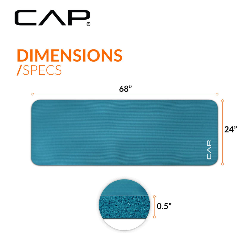 CAP Barbell High Density Exercise Yoga Mat with strap, 68