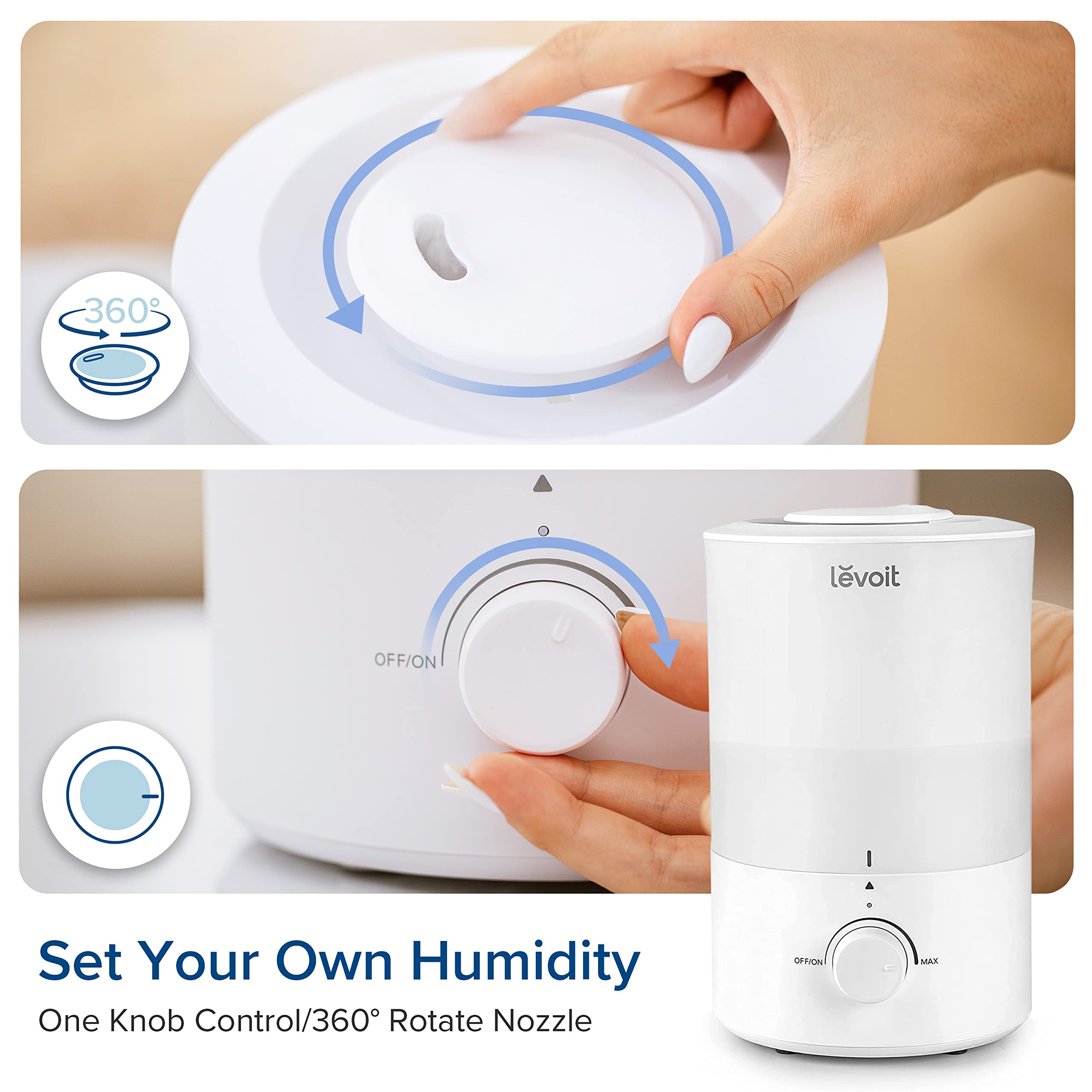 Levoit Humidifiers for Bedroom Large Room, 3L Top Fill, Oil Diffuser, White 🍁 All In One Marketplace Canada