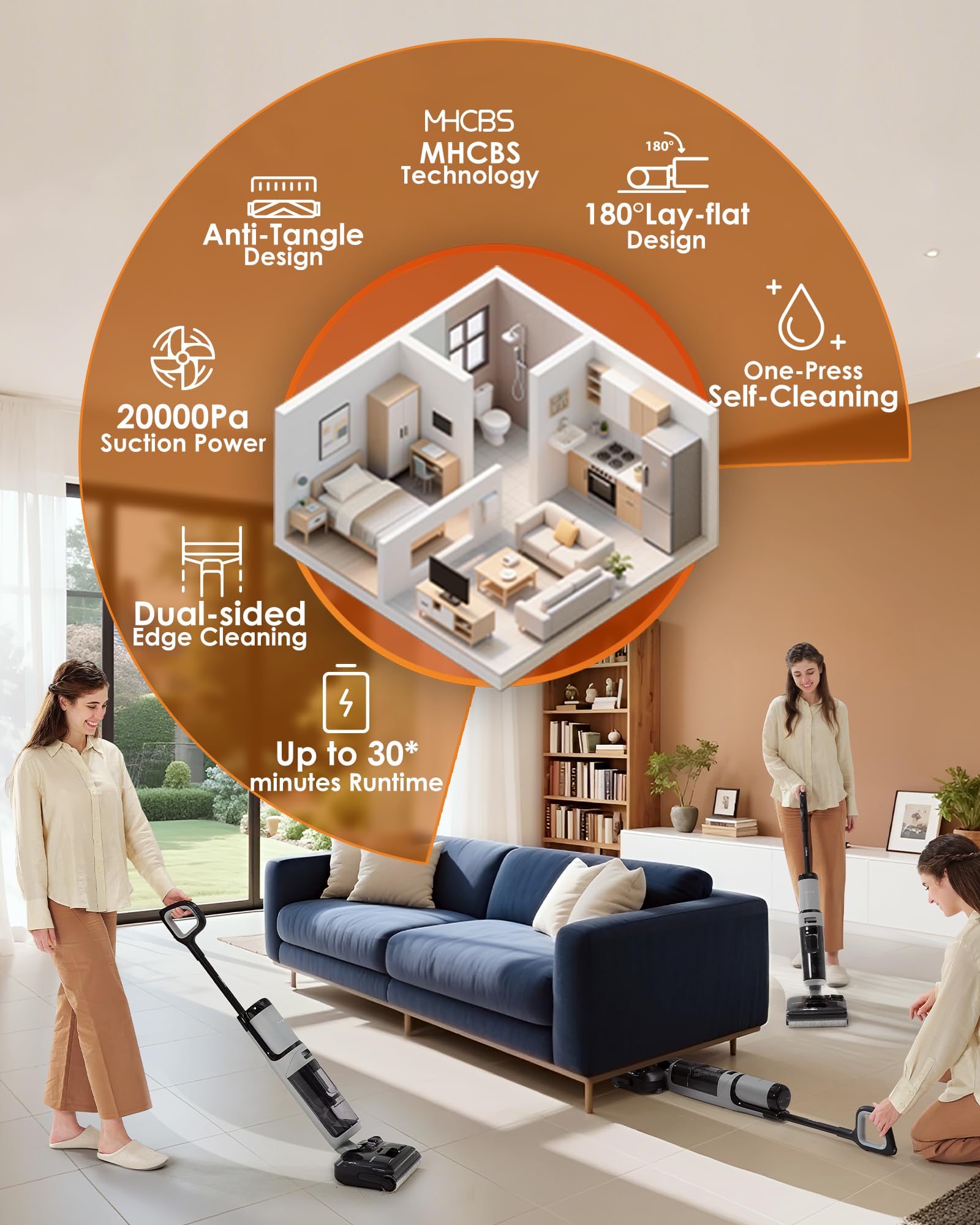 Tineco Floor ONE i5 Stretch Wet Dry Vacuum Cleaner,Vacuum & Mop in One Step,180° Lay-Flat Design,Anti-Tangle Design,Dual-Sided Edge Cleaning,Up to 30* Minutes Runtime,Large-Capacity Water Tanks 🍁 All In One Marketplace Canada