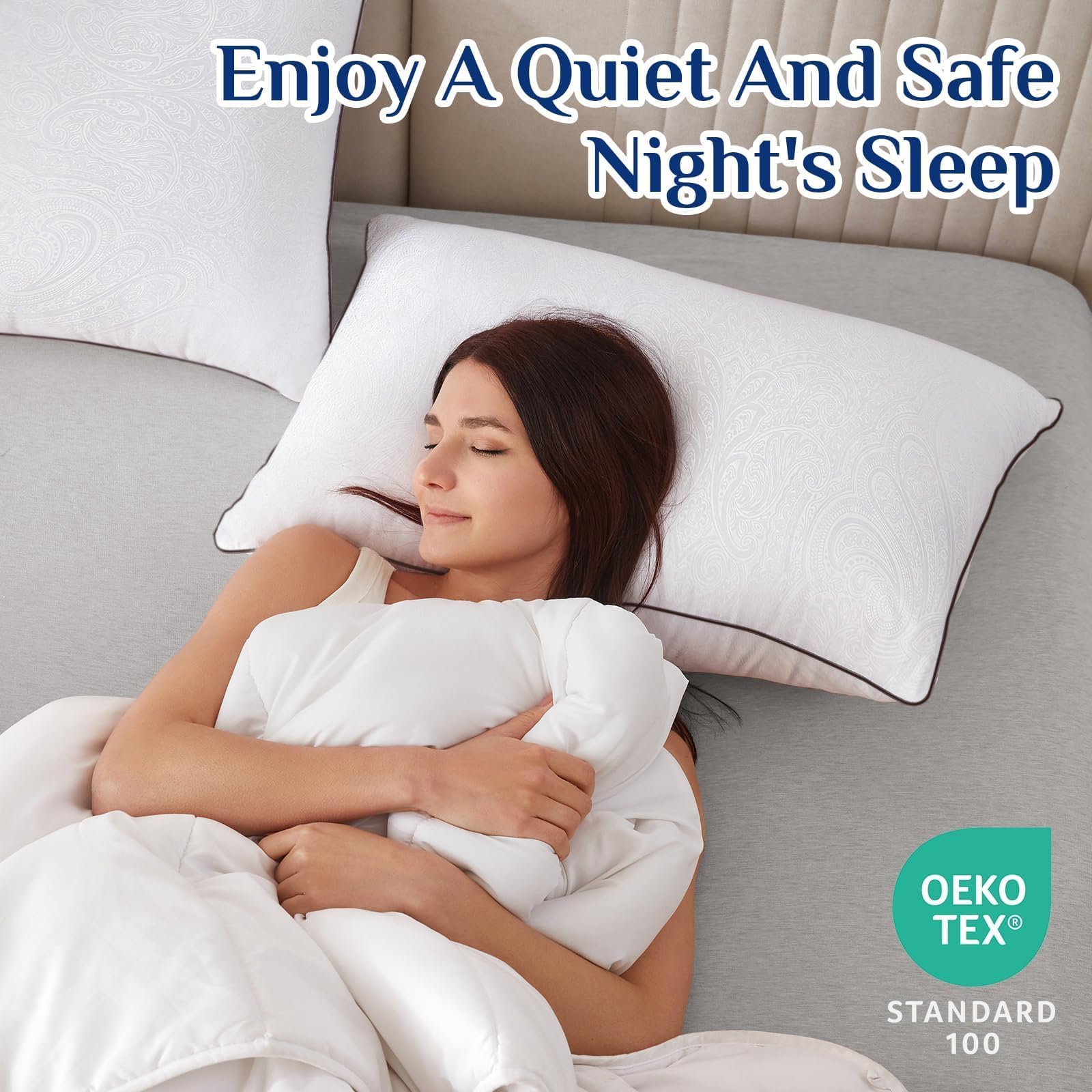 JOLLYVOGUE King Size Pillows 2 Pack for Sleeping, Soft and Supportive Bed Pillows for Side Back and Stomach Sleeper, Down Alternative Hotel Collection Pillows 2 Pack 🍁 All In One Marketplace Canada