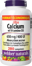 Webber Naturals Calcium Ultra with Vitamin D3, Enhanced Absorption, 280 Tablets, Helps Build Strong Bones, Vegetarian 🍁 All In One Marketplace Canada
