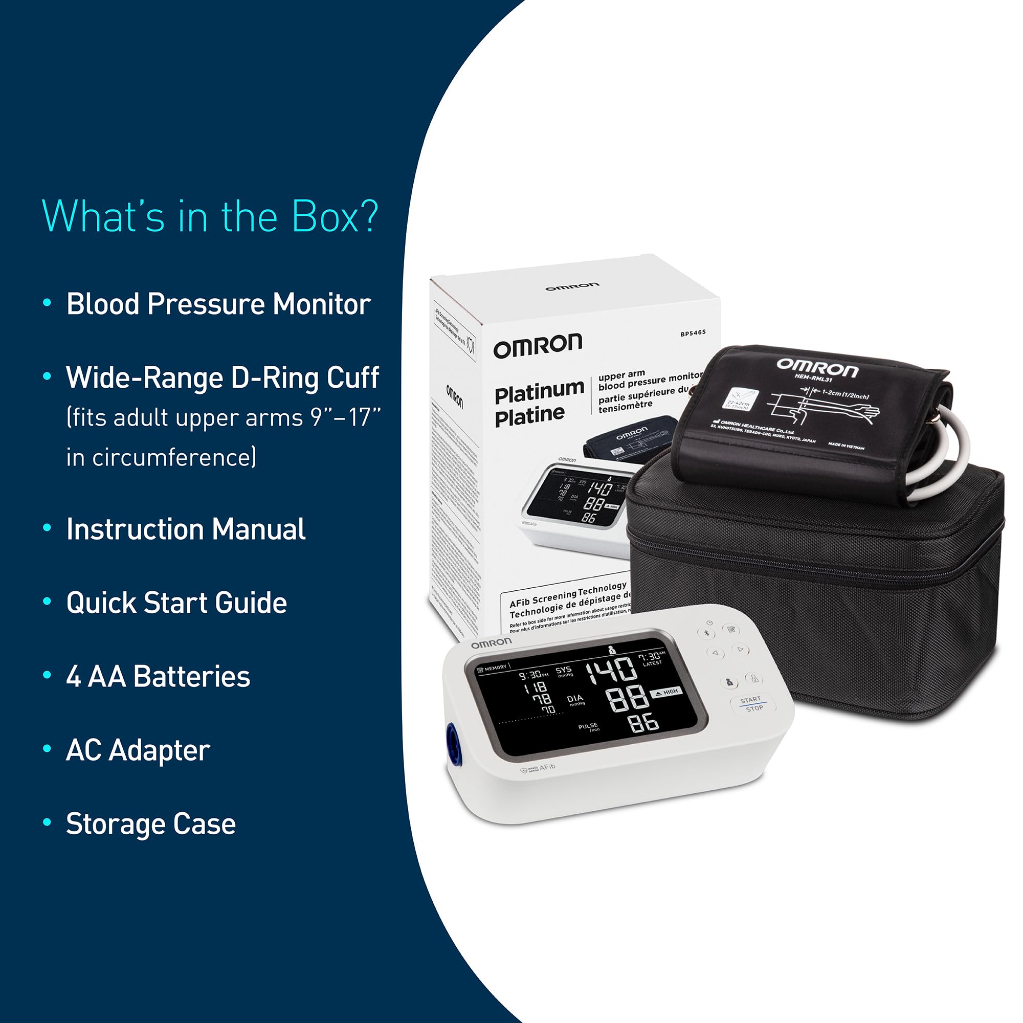 OMRON Platinum Upper Arm Blood Pressure Monitor - Clinically Validated Blood Pressure Arm Cuff - Use OMRON Connect App for Unlimited Measurements 🍁 All In One Marketplace Canada