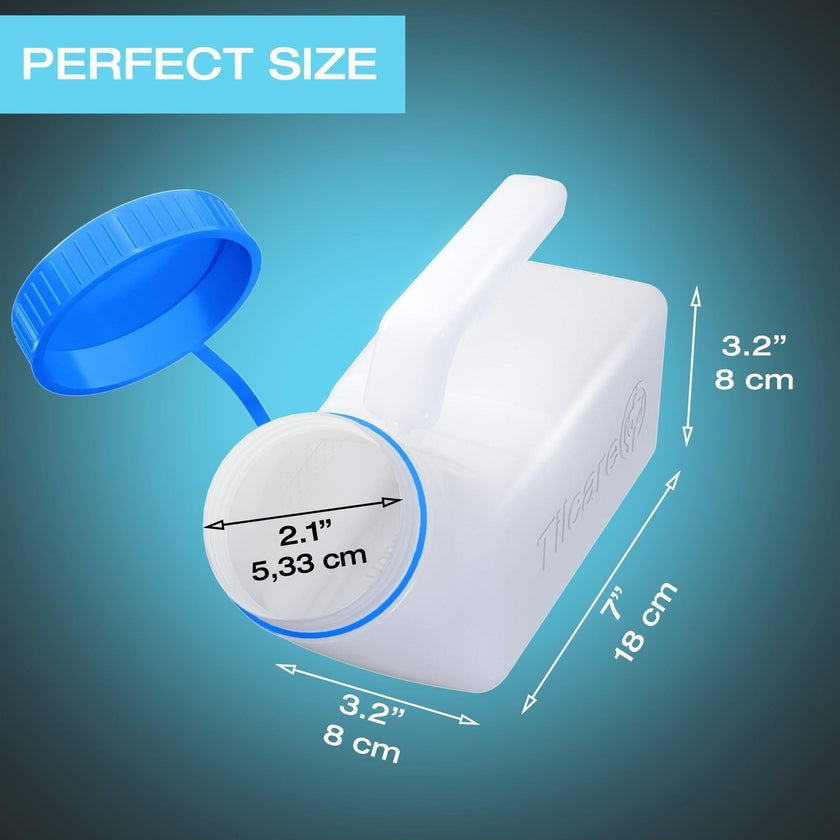 Urinals for Men Glow in the Dark Lid by Tilcare (1 Pack) - 32oz/1000mL Thick Plastic Mens Bedpan Bottle with Screw-on Lid - Spill Proof Urinary Chamber - Male Portable Travel Pee Bottles 🍁 All In One Marketplace Canada