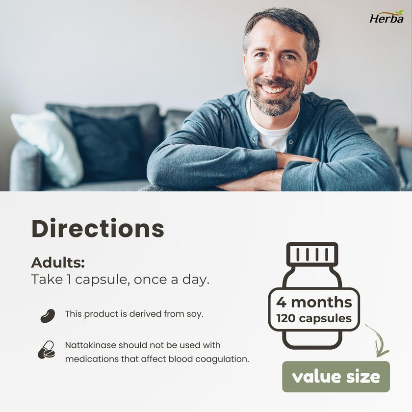 Herba Nattokinase Supplement 2000 FU – 100mg, 120 Delayed Release Capsules | Helps to Support Heart Health | Made in Canada 🍁 All In One Marketplace Canada