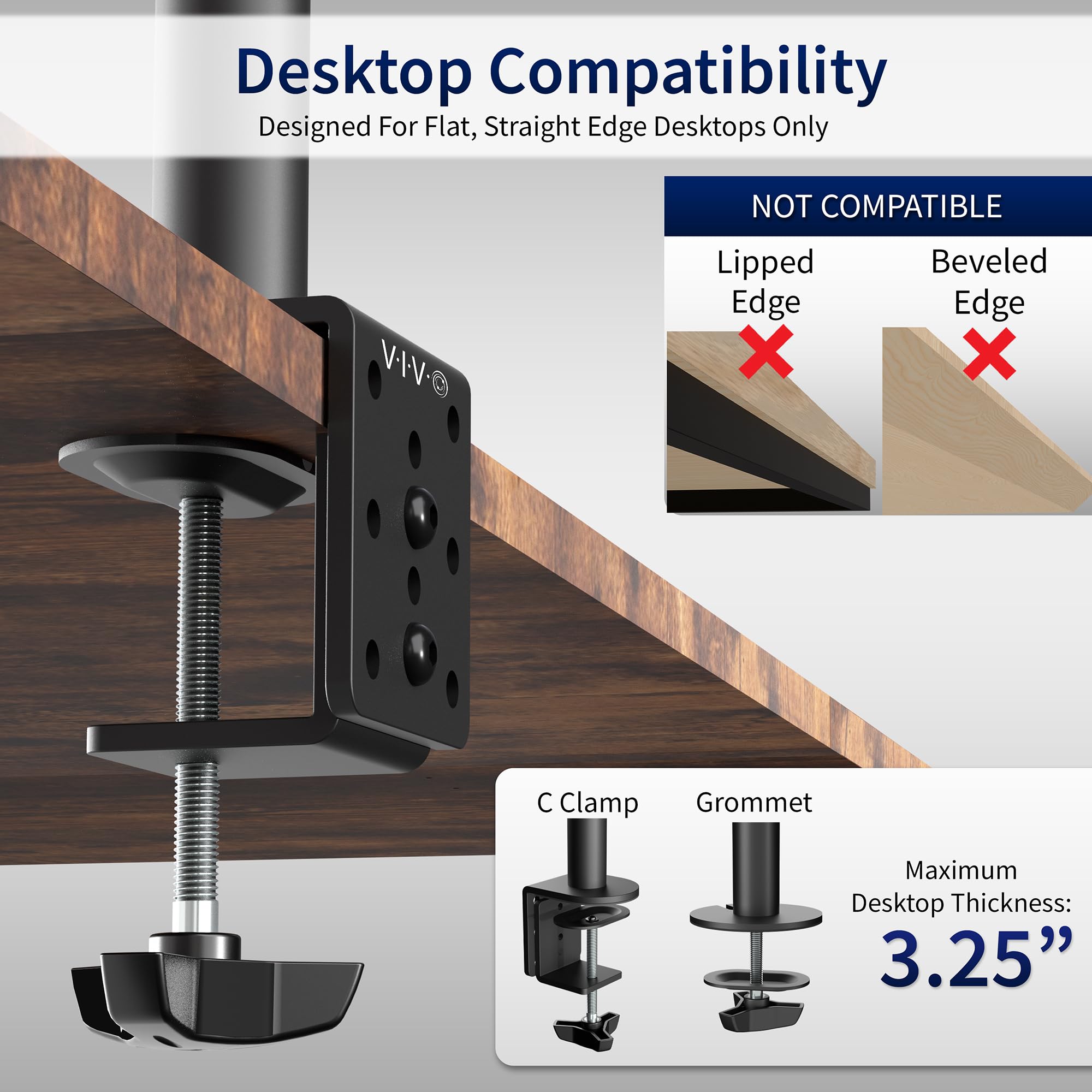 VIVO Single Monitor Arm Desk Mount, Holds Screens up to 32 inch Regular and 38 inch Ultrawide, Fully Adjustable Stand with C-Clamp and Grommet Base, VESA 75x75mm or 100x100mm, Black, STAND-V001 🍁 All In One Marketplace Canada