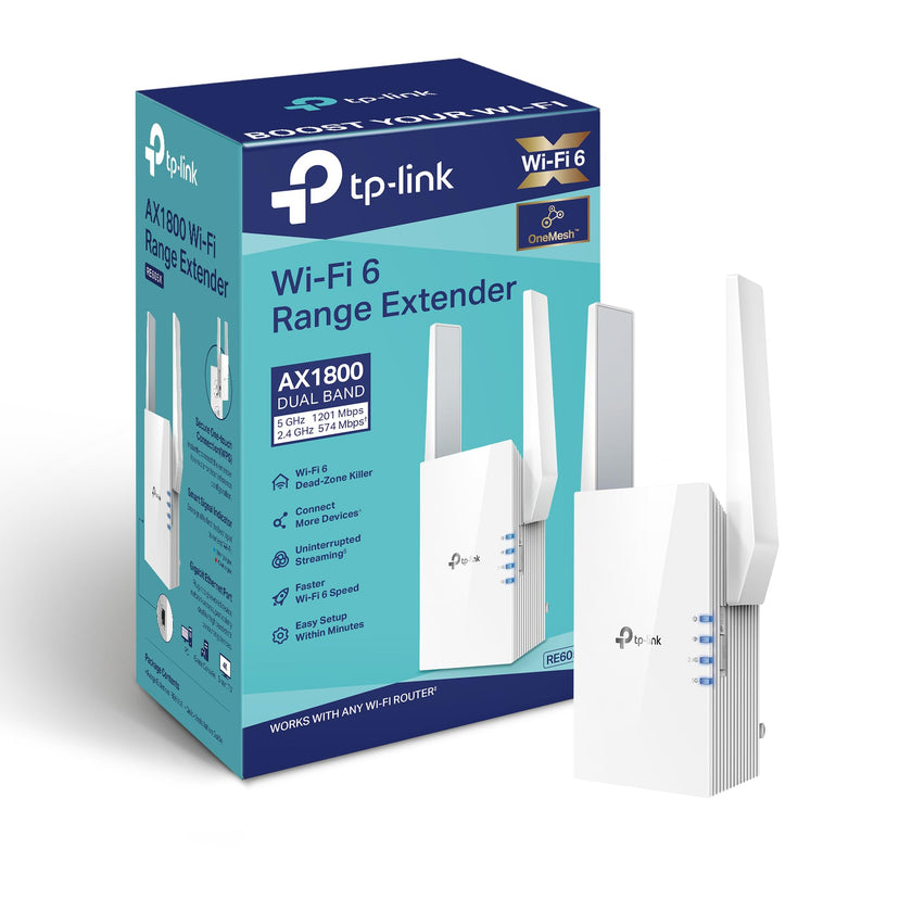 TP-Link AX1800 WiFi Extender Internet Booster RE605X-WiFi 6 Range Extender Covers up to 1500 Sq.ft and 25 Devices, Dual Band, Up to 1.8Gbps Speed, AP Mode w/Gigabit Port, APP Setup, OneMesh Compatible 🍁 All In One Marketplace Canada