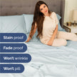 Queen Size 4 Piece Sheet Set - Comfy Breathable & Cooling Sheets - Hotel Luxury Bed Sheets for Women & Men - Deep Pockets, Easy-Fit, Extra Soft & Wrinkle Free Sheets - Ice Blue Oeko-Tex Bed Sheet Set 🍁 All In One Marketplace Canada