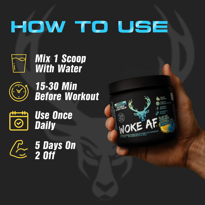 Bucked Up Woke AF Pre-Workout, Blue Raz Lemonade, 40 Servings 🍁 All In One Marketplace Canada