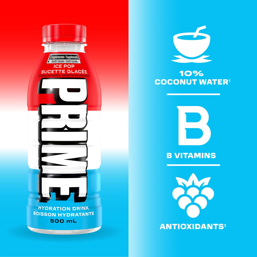 Prime Hydration Drink Ice Pop 12x500ml 🍁 All In One Marketplace Canada