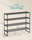 SONGMICS Shoe Rack, 4-Tier Shoe Organizer, Sturdy Storage Shelf, Upright or Upside Down, for 20-25 Pairs, Stackable, for Entryway, 30 x 92 x 75 cm, Black ULSA14BK 🍁 All In One Marketplace Canada