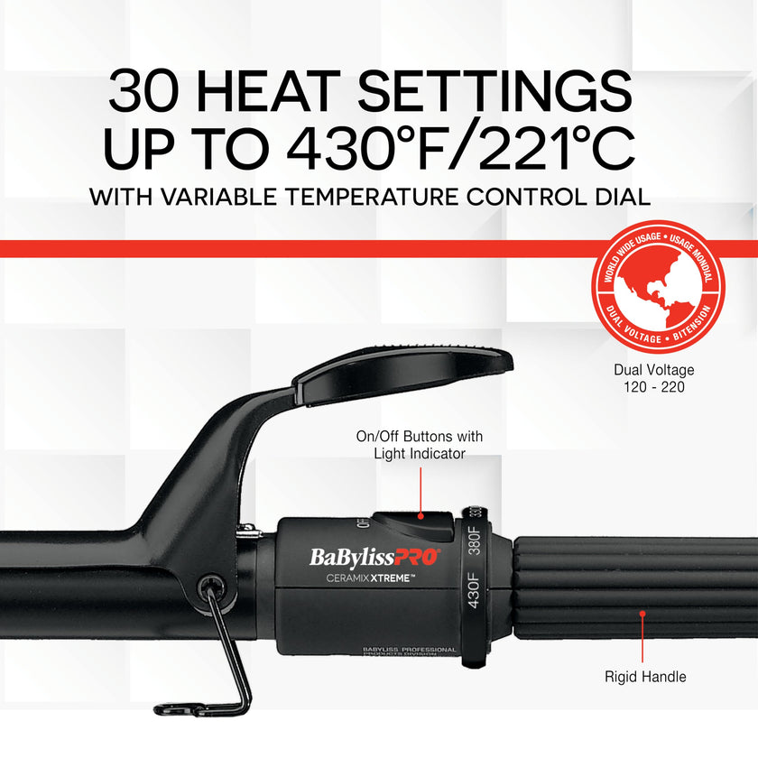 BaBylissPRO Ceramix Xtreme Dual Voltage Ceramic Curling Iron with Far Infrared Heat up to 430°F and Negative Ions, Spring Handle 🍁 All In One Marketplace Canada