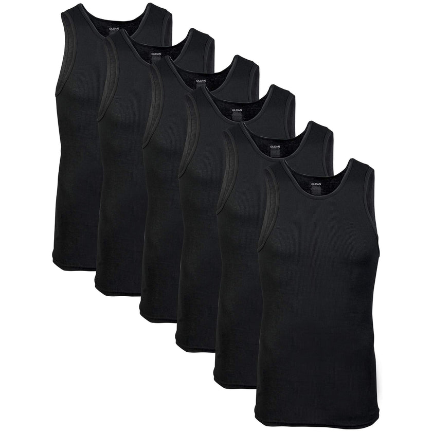 Gildan Men's A-Shirts Tanks Multipack, Black (6 Pack), XX-Large 🍁 All In One Marketplace Canada