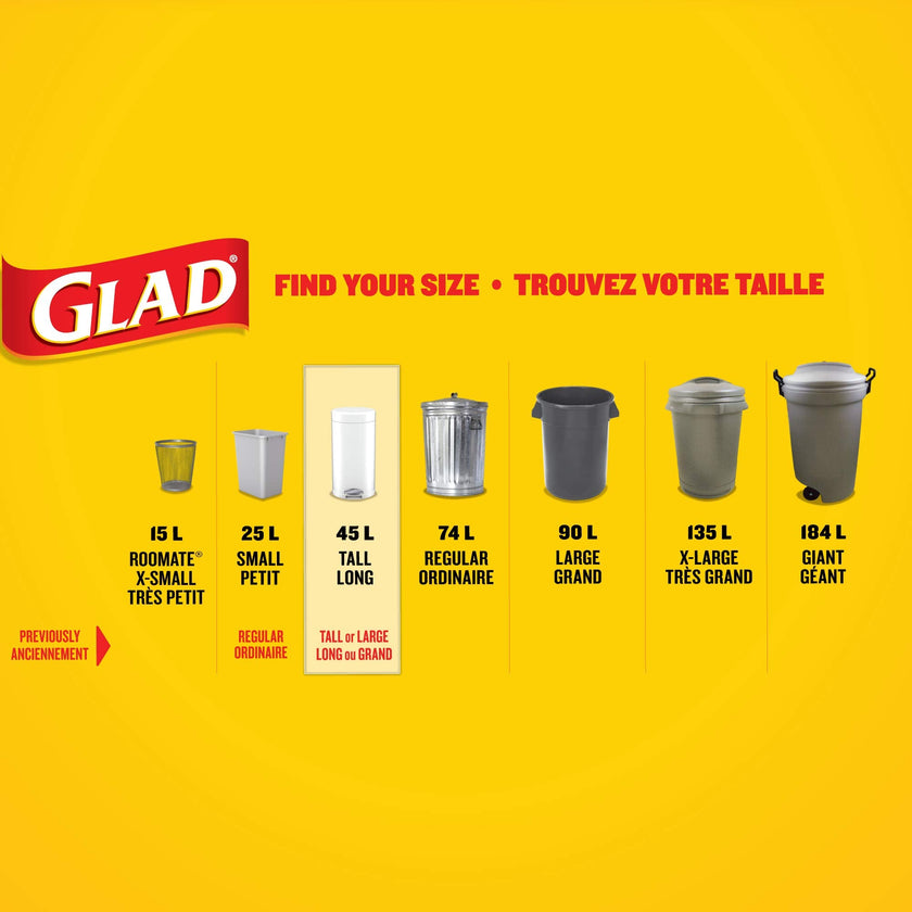 Glad White Garbage Bags - Tall 45 Litres - Febreze Fresh Clean Scent, 160 Trash Bags, Value Pack, Made in Canada of Global Components 🍁 All In One Marketplace Canada
