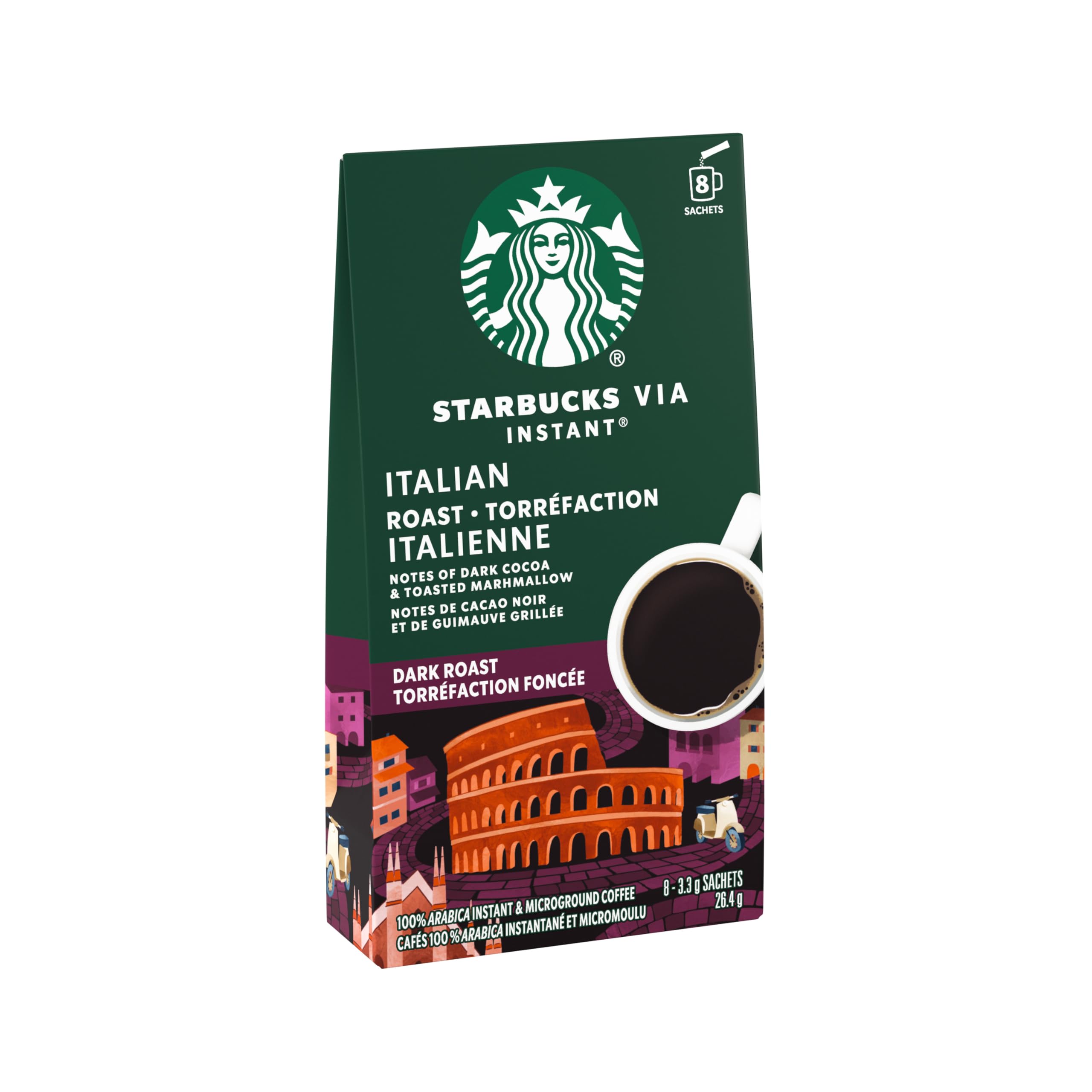 Starbucks VIA Instant Italian Roast (Pack of 12), Italian Roast, 96 count 🍁 All In One Marketplace Canada