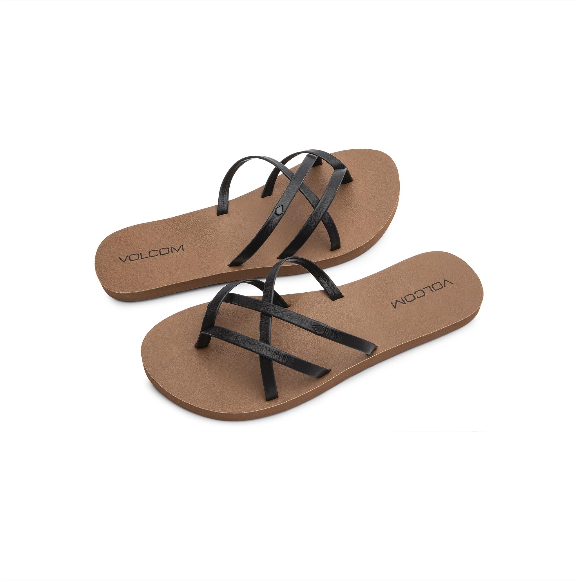 Volcom Women’s New School Sandals – Criss Cross Strap Flip Flops with Comfort Foam Footbed, Black, 8 🍁 All In One Marketplace Canada
