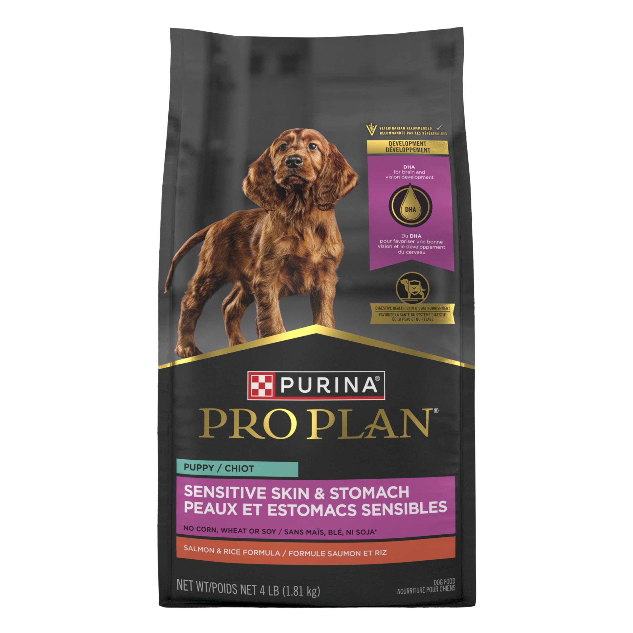 Purina Pro Plan Dry Puppy Food, Development Sensitive Skin & Stomach Salmon & Rice - 1.81 kg Bag (1 Pack) 🍁 All In One Marketplace Canada