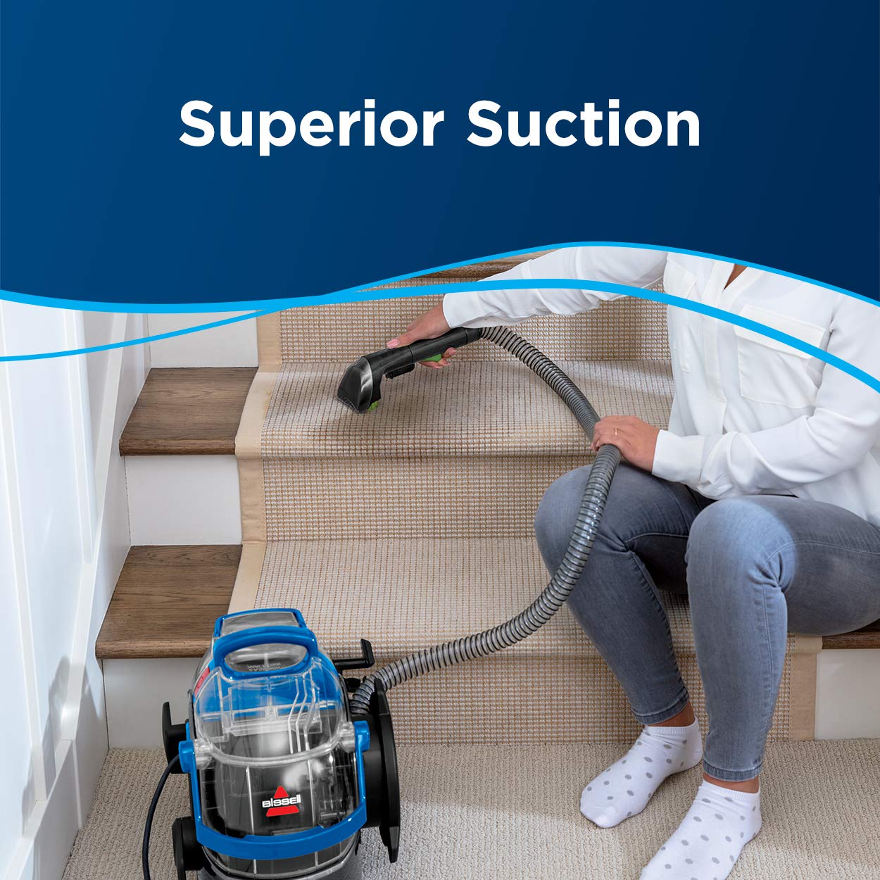 BISSELL Spotclean Professional Portable Carpet And Upholstery Deep Cleaner With Full-Sized 5.9 Amp, 5Ft Hose With 3