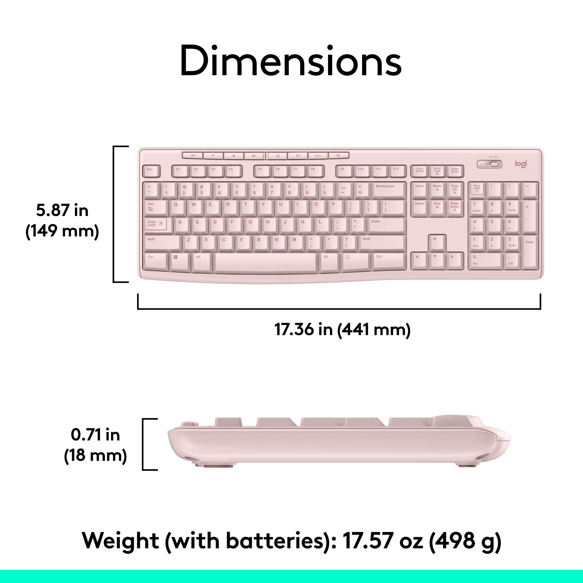 Logitech MK270 Wireless Keyboard and Mouse Combo for Windows, 2.4 GHz Wireless, Compact Mouse, 8 Multimedia and Shortcut Keys, 2-Year Battery Life, for PC, Laptop - Rose 🍁 All In One Marketplace Canada