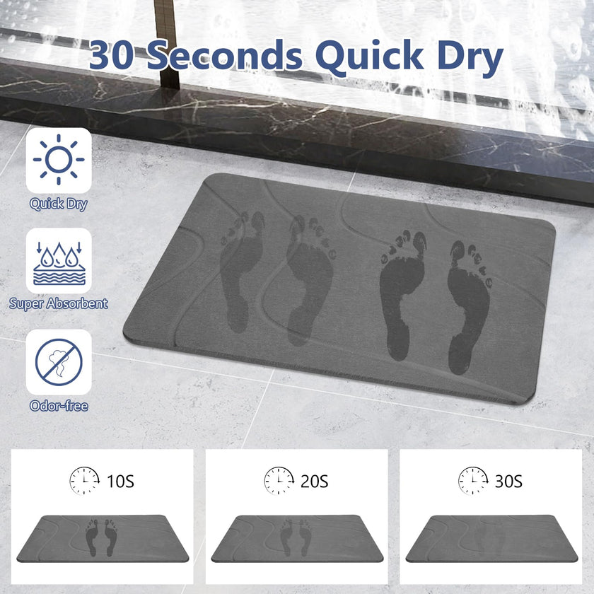 Ceecysaa Stone Bath Mat, Non-Slip Diatomaceous Earth Shower Mat, Quick Drying Bath Mat Stone, Super Absorbent Diatomite Bath Mats for Bathroom Kitchen, Easy to Clean, 60 x 39cm, Dark Gray 🍁 All In One Marketplace Canada