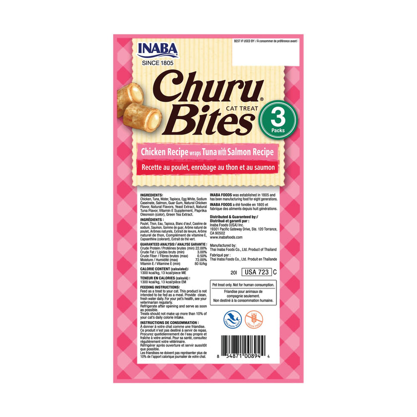 INABA Churu Bites Soft & Chewy Cat Treats, Tuna Salmon, 18ct 🍁 All In One Marketplace Canada