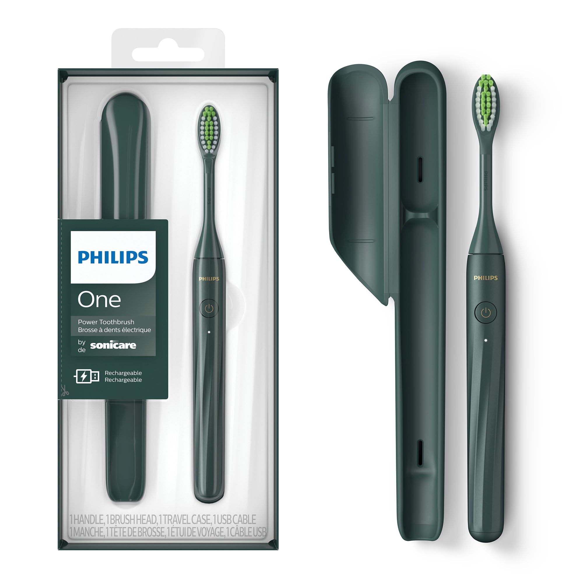 Philips One by Sonicare Rechargeable Toothbrush, 1 Brush Head, Green 🍁 All In One Marketplace Canada