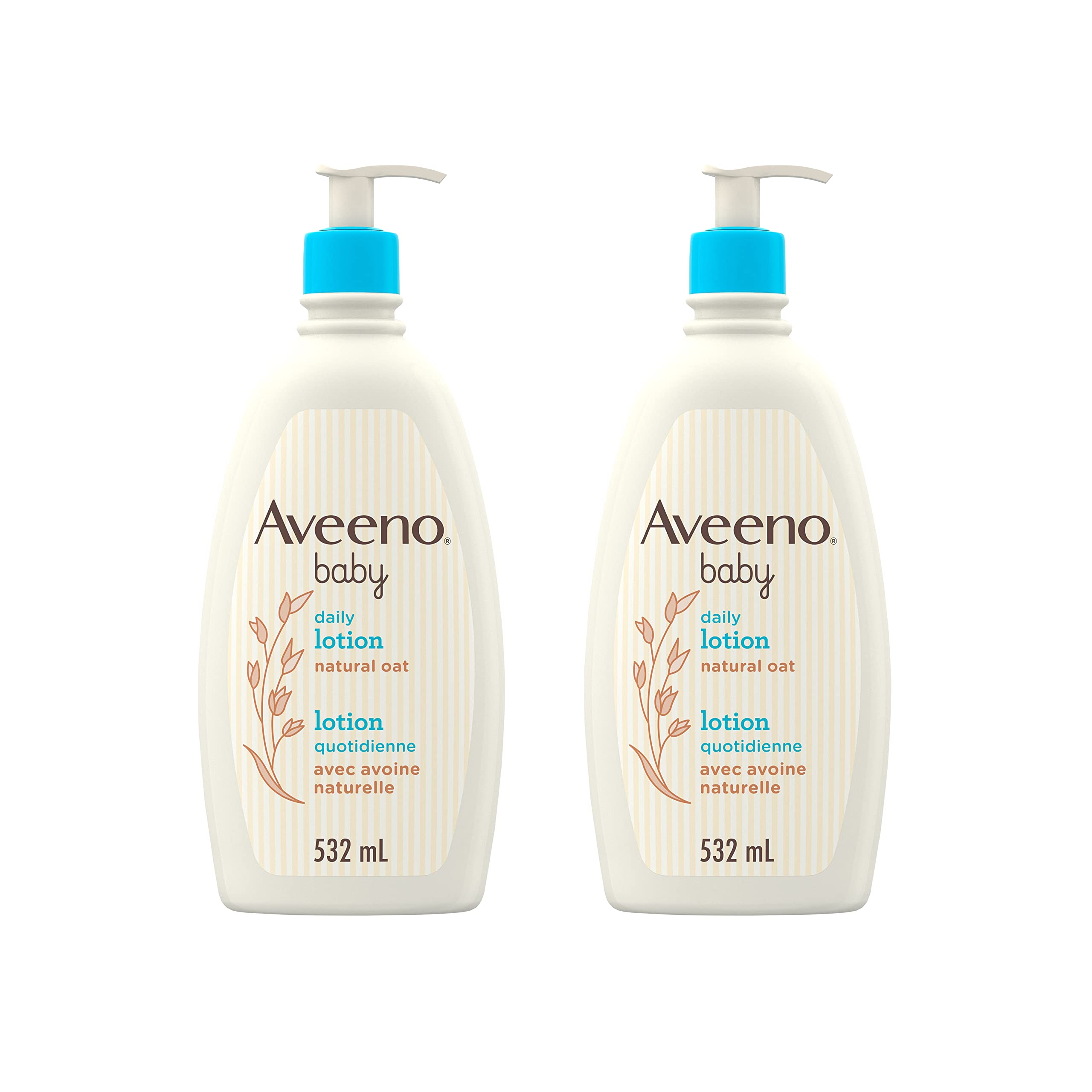 Aveeno Baby Lotion, Daily Moisturizing Cream for Sensitive Skin, Natural oat, Fragrance Free, Paraben Free, Pack of 2 (1064 ml Total) 🍁 All In One Marketplace Canada