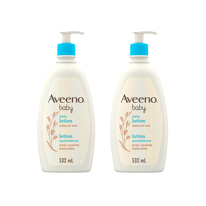 Aveeno Baby Lotion, Daily Moisturizing Cream for Sensitive Skin, Natural oat, Fragrance Free, Paraben Free, Pack of 2 (1064 ml Total) 🍁 All In One Marketplace Canada