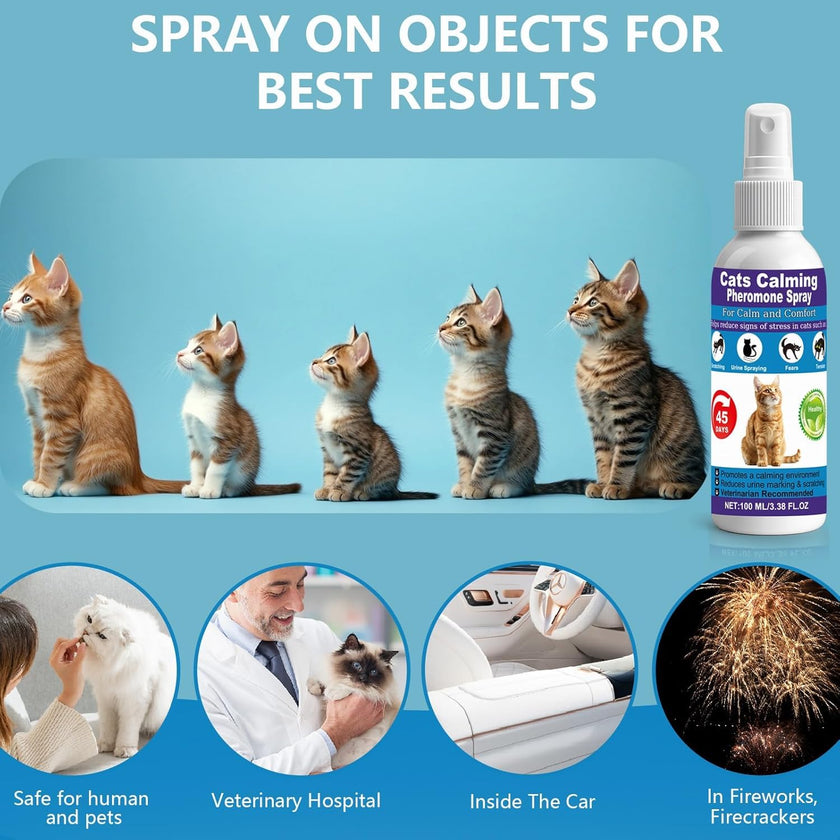 Cat Calming Spray & Cat Pheromone Spray – Stress & Anxiety Relief for Cats & Kittens, Reduces Scratching, Peeing & Marking, Safe Drug-Free Formula with F3 Cat Pheromones,2 Pack 🍁 All In One Marketplace Canada