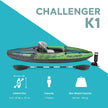 INTEX 68305EP Challenger K1 Inflatable Kayak Set: Includes Deluxe 86in Aluminum Oar and High-Output Pump – Adjustable Seat with Backrest – Removable Skeg – 1-Person – 220lb Weight Capacity 🍁 All In One Marketplace Canada