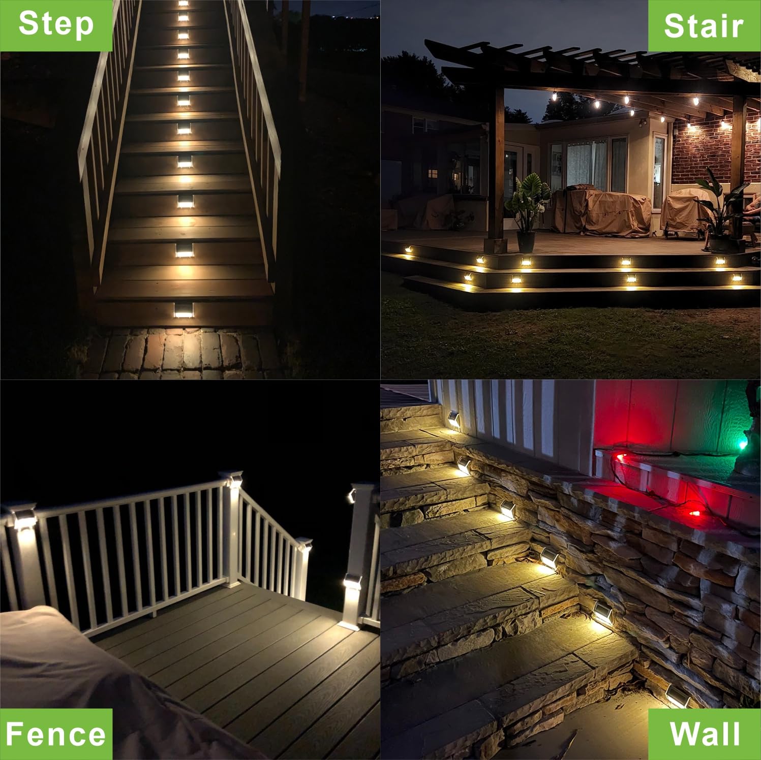 Solar Lights for Steps Decks Pathway Yard Stairs Fences, LED lamp, Rainproof, Black Metal case, 6 Pack 🍁 All In One Marketplace Canada