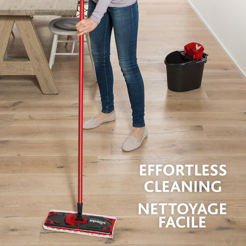 Vileda Ultramax Flat Mop and Bucket Set with 1 Extra Refill | Multi-Piece Handle | Perfect Mop for Walls and Ceilings | Machine-Washable Mop Head 🍁 All In One Marketplace Canada