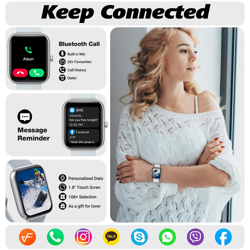 Smart Watch for Men Women with Bluetooth Call, Alexa Built-in, Heart Rate & Sleep Monitor, 1.83