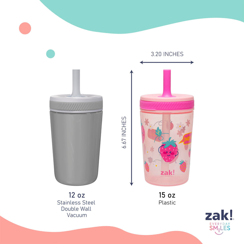 Zak Designs Toddler Cups for Travel or at Home, 15oz 2-Pack Durable Plastic Sippy Cups with Leak-Proof Design is Perfect for Kids (Sweet Berry, Lemon Zest) 🍁 All In One Marketplace Canada