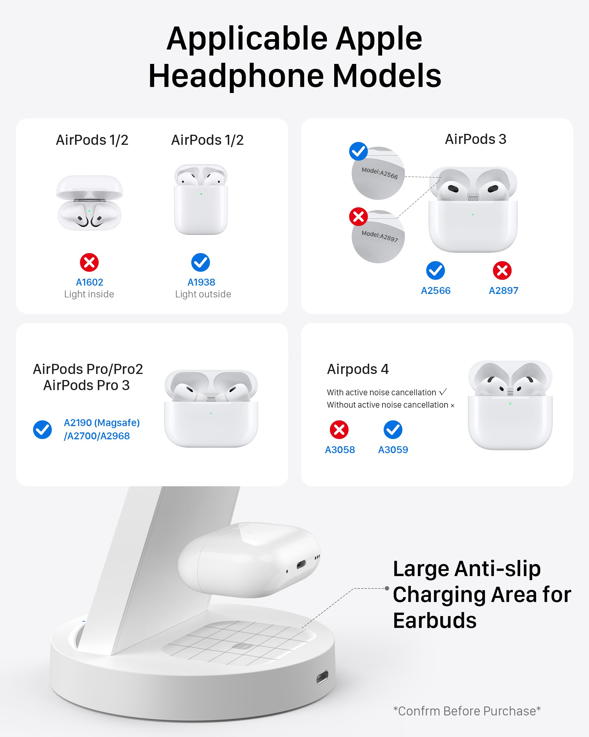 Anlmz 3 in 1 Charging Station for iPhone - Wireless Charger for Apple Products Multiple Devices - Charging Dock Stand for AirPods (for iPhone 17 16e 16 15 14 13 pro 12 11 X Max) 🍁 All In One Marketplace Canada