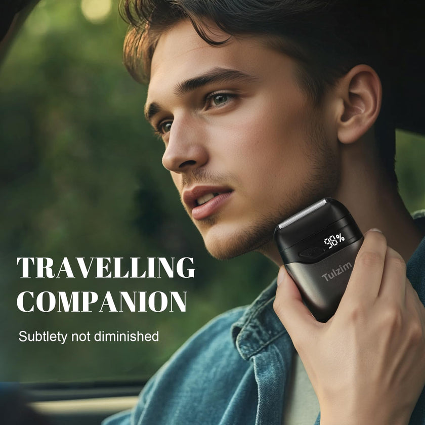 Tulzim Electric Foil shaver For Men: Portable electric razor for Beard/Face - 𝟑 𝐅𝐥𝐨𝐚𝐭𝐢𝐧𝐠 𝐁𝐥𝐚𝐝𝐞 LED Display USB-C Fast Rechargeable - 𝐈𝐏𝐗𝟕 𝐖𝐚𝐭𝐞𝐫𝐩𝐫𝐨𝐨𝐟 for Travel & Home - Light grey 🍁 All In One Marketplace Canada