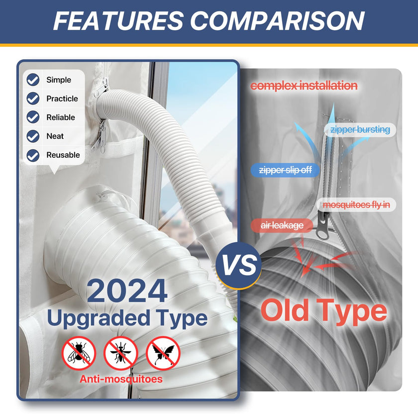 LOVIGA Universal Sliding Door Seal for Portable Air Conditioner and Dryer, 100% Sealing AC Door Vent Kit for Max 15cm Diameter Exhaust Hose, 25X192~232 Length Adjustable for Moblie A/C 🍁 All In One Marketplace Canada