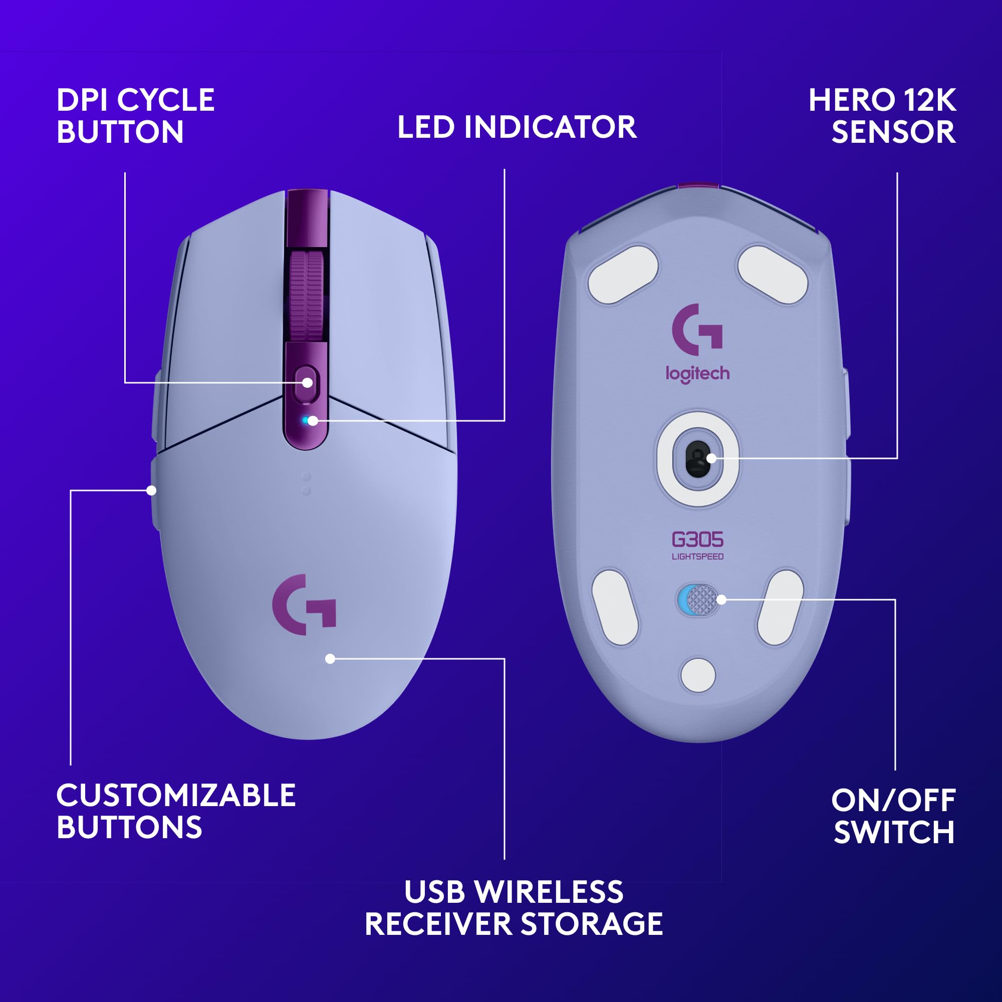 Logitech G305 Lightspeed Wireless Gaming Mouse - Lilac 🍁 All In One Marketplace Canada