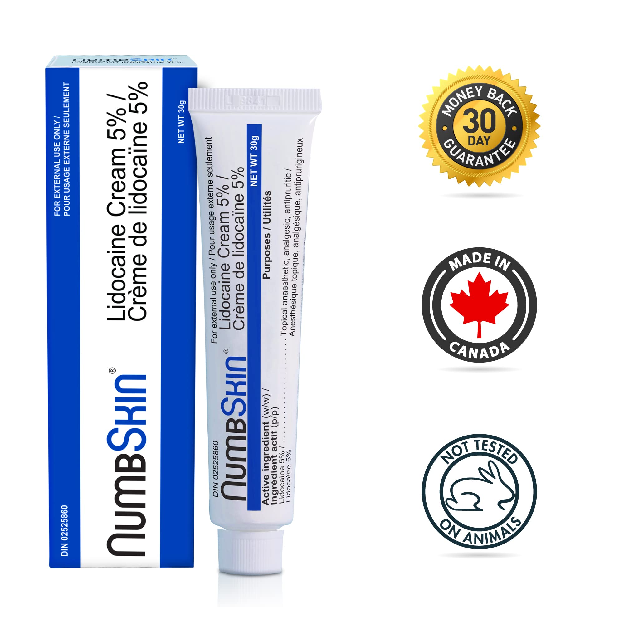Numbskin Tattoo Numbing Cream | 5% Lidocaine Topical Anesthetic Cream | Maximum Strength Fastest Acting Pain Relieving Cream with Vitamin E, 30g (1 Tube) 🍁 All In One Marketplace Canada