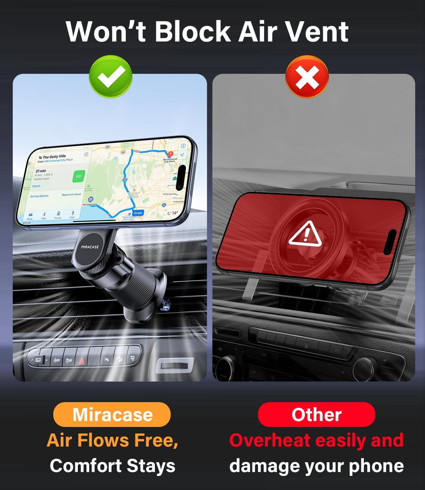 Miracase for MagSafe Car Mount【Won’t Block Vent &20 Strongest Magnets】 Magnetic Phone Holder for Car Phone Holder Mount Dash for Car Accessories for Women Men for iPhone 17 Pro Max Air 16 15 14 13 12 🍁 All In One Marketplace Canada