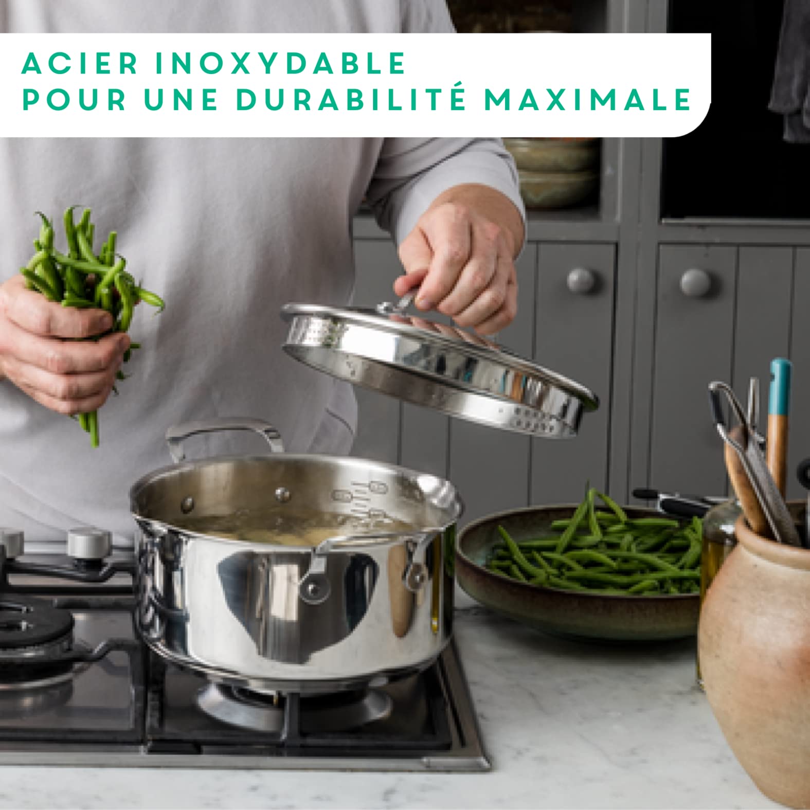 Jamie Oliver by Tefal Nonstick Coated Stainless Steel Pan Set 9.5