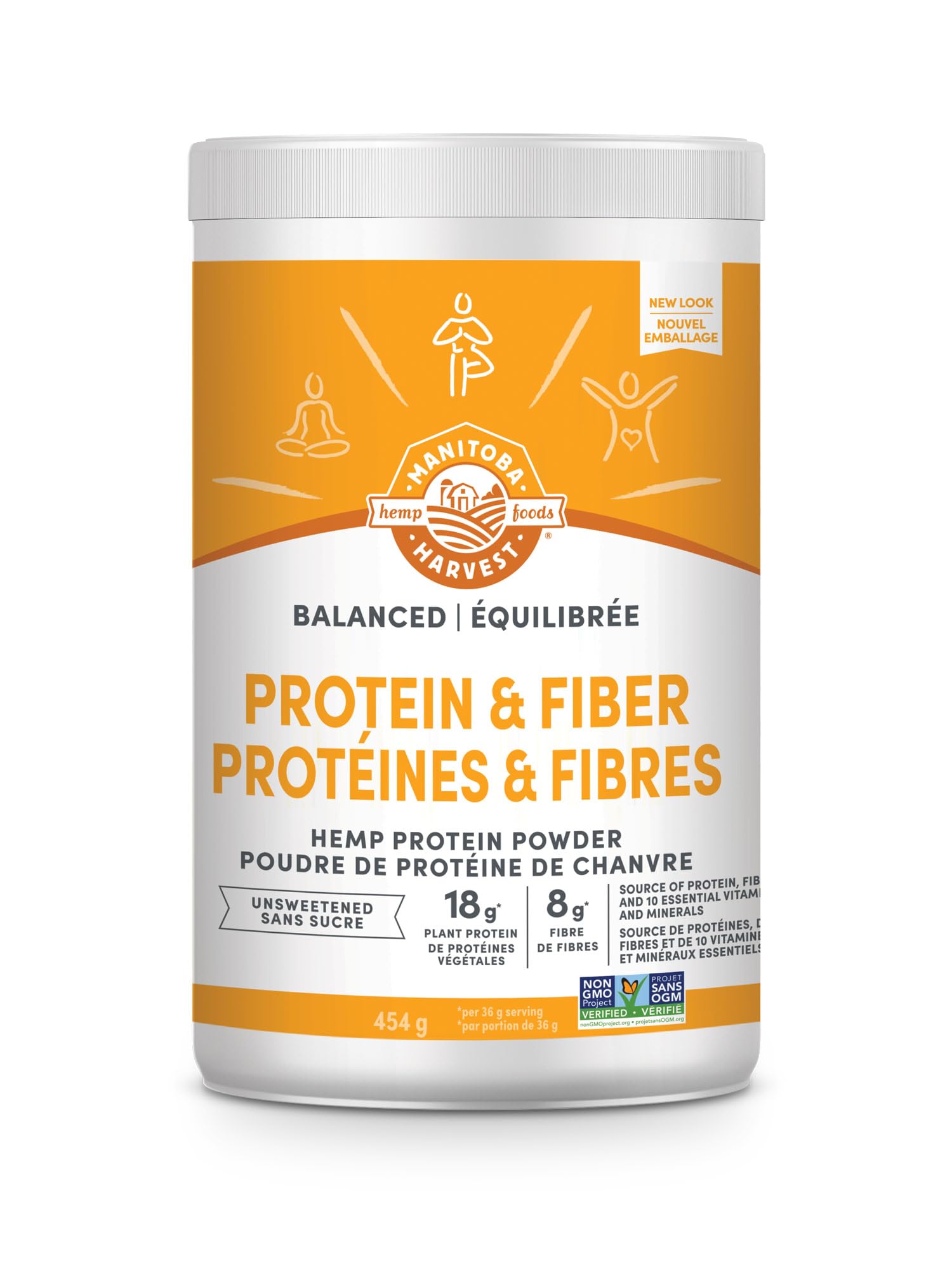 Manitoba Harvest Hemp Yeah! Balanced Protein + Fibre Powder, Unsweetened, 454g, with 15g protein, 8g Fibre and 2g Omegas 3&6 per Serving, Preservative Free, Non-GMO 🍁 All In One Marketplace Canada