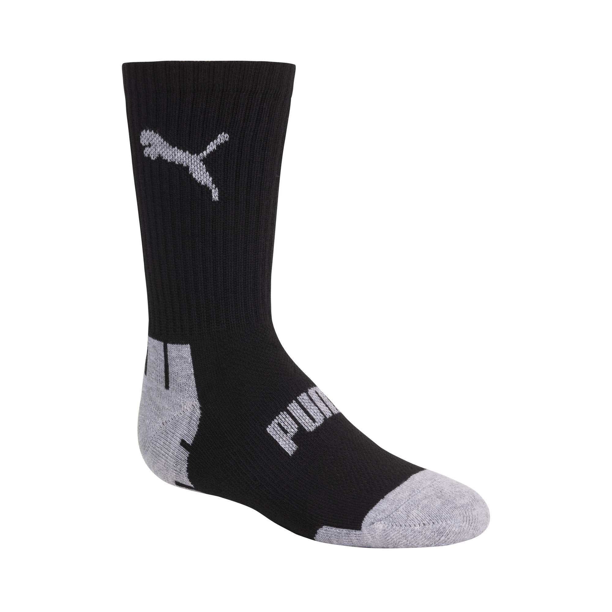 PUMA boys 6 Pack Crew Cut Socks, Black/Grey, 9-11 🍁 All In One Marketplace Canada