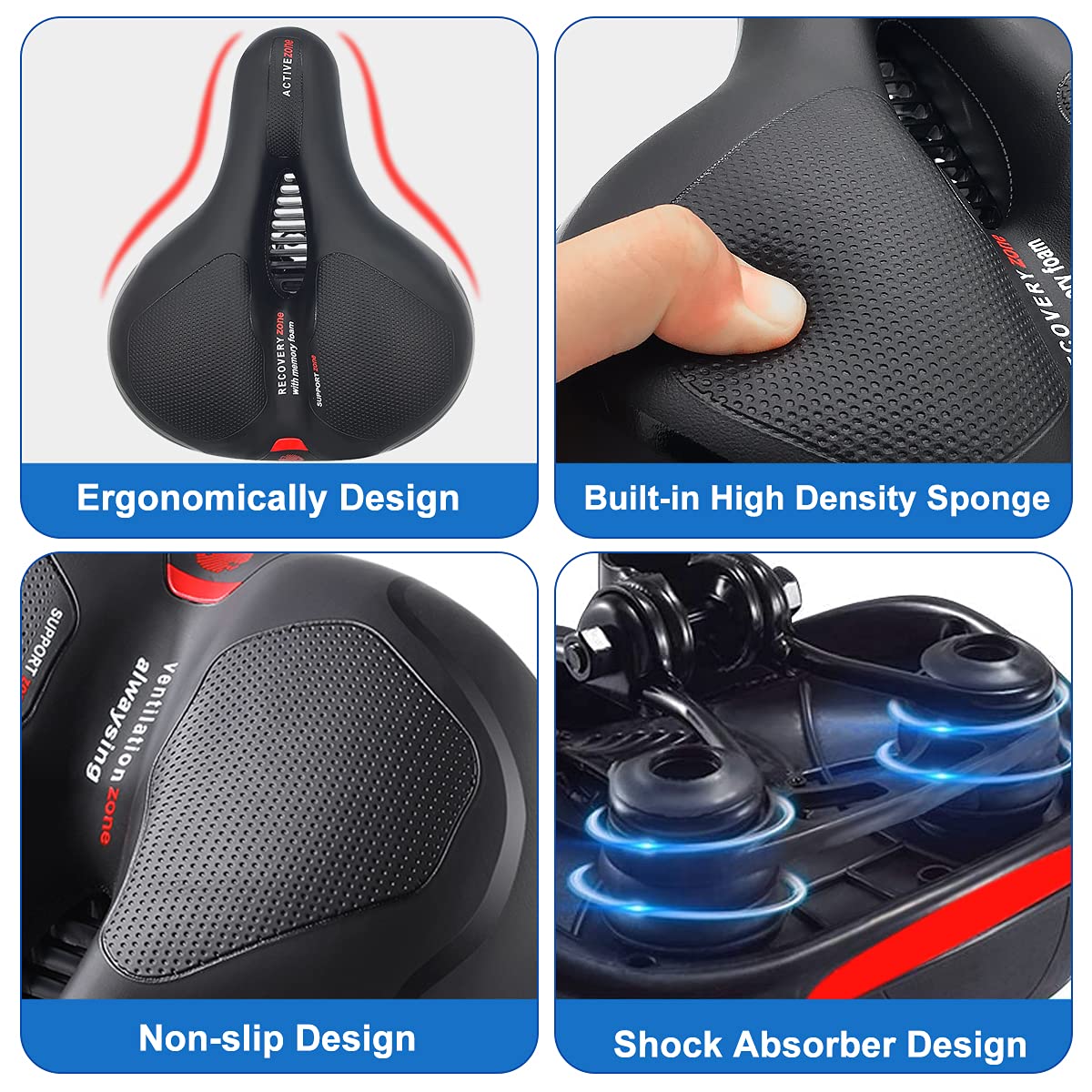 Roryimke Comfortable Bike Seat Replacement Bike Saddle Dual Shock Absorbing Ball Anti-Slip Bicycle Saddle Waterproof Bicycle Seat for Men Women Universal Fit for Exercise Indoor Mountain Road Bikes 🍁 All In One Marketplace Canada