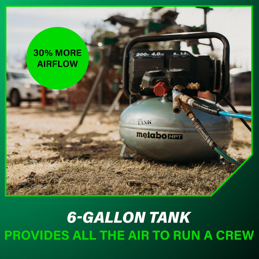 Metabo HPT Air Compressor, THE Tank, Portable Pancake Air Compressor 200 PSI, 6 Gallon Tank, Versatile for Use with Framing, Siding, Finish, Brad or Roofing Nailers, EC914S 🍁 All In One Marketplace Canada
