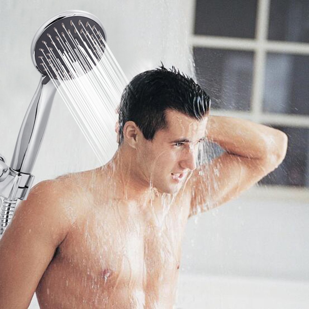 Shower Head, High Pressure Handheld Showerhead with Hose, 5 Settings Chrome Finished Hand Held Rainfall Shower Set- Including Bracket Teflon Washer 🍁 All In One Marketplace Canada