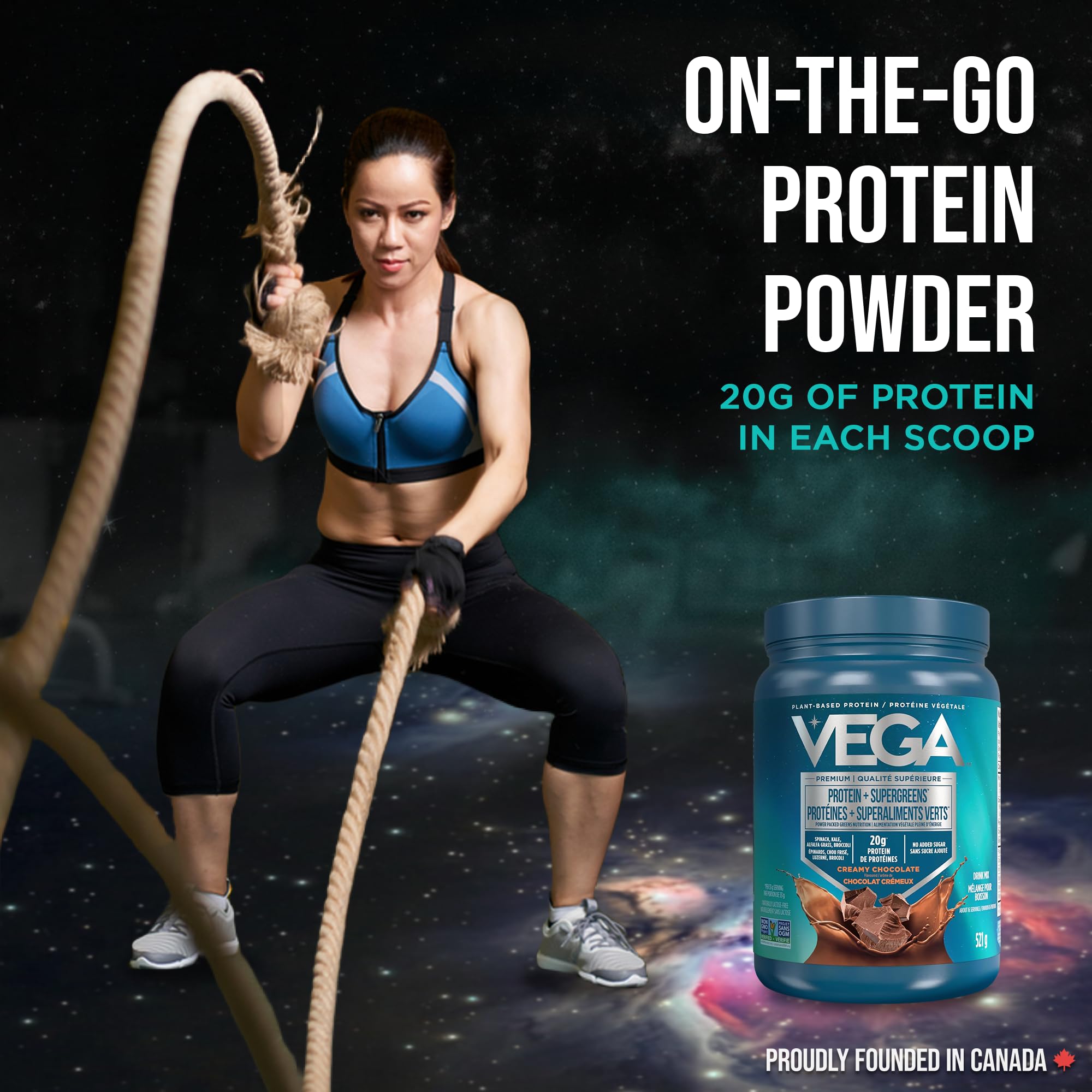 Vega Protein + Supergreens Vegan Plant Based Protein Powder – 20g Organic Pea Protein, Dairy-free, Healthy Breakfast Shake – Chocolate, 16 Servings, 521 grams (Pack of 1) 🍁 All In One Marketplace Canada