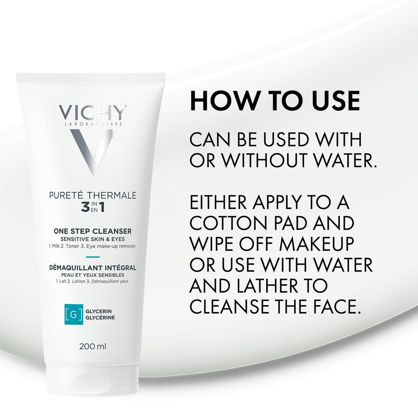 Vichy Gentle Facial Cleanser and Makeup Remover, Purete Thermal 3-in-1 Face Cleanser for Sensitive Skin, Hypoallergenic, Dermatologist Recommended, Paraben-Free, 200mL 🍁 All In One Marketplace Canada